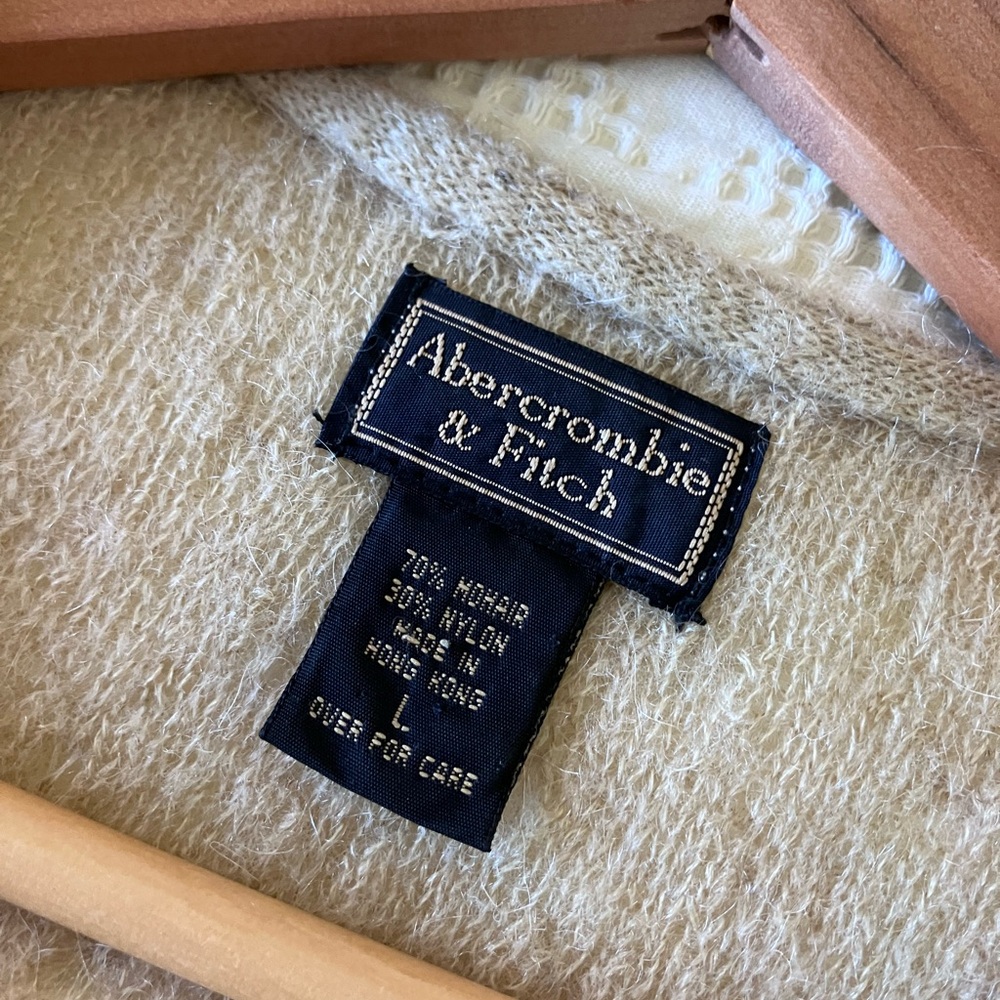 ABERCROMBIE & Fitch Tan Wool Blend Knot Cardigan Sweater Size L (Like a S-M) - Picture 10 of 11